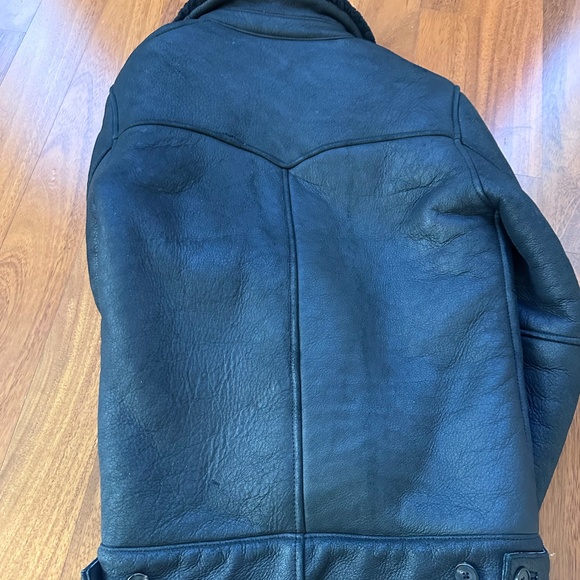 Officine Generale Lather + Fur Lined Bomber Jacket Size S - Picture 5 of 5